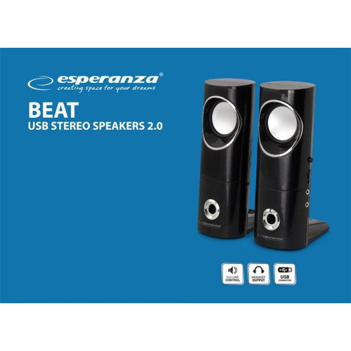 Zestaw głośników komputerowe Esperanza Beat EP121 (2.0; kolor czarny)-556402