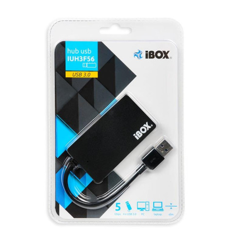 Hub IBOX USB 3.0 CZARNY 4-PORTY, SLIM IUH3F56 (4x USB 3.0; kolor czarny)-556781