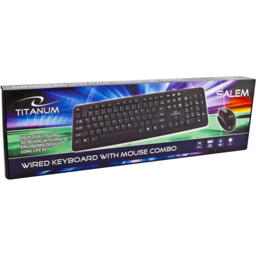 Zestaw klawiatura + mysz TITANUM TK106 (USB 2.0; (US); kolor czarny; optyczna)-558261