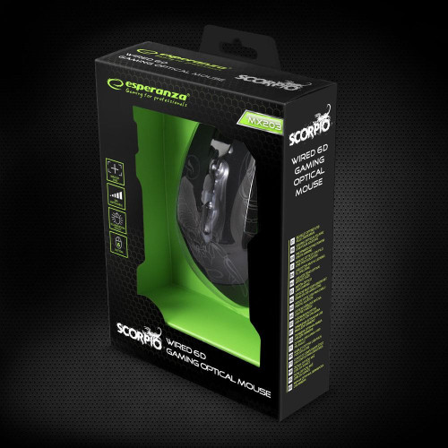 Mysz komputerowa Esperanza 6D EGM203B (optyczna; 2400 DPI; kolor czarny)-558719