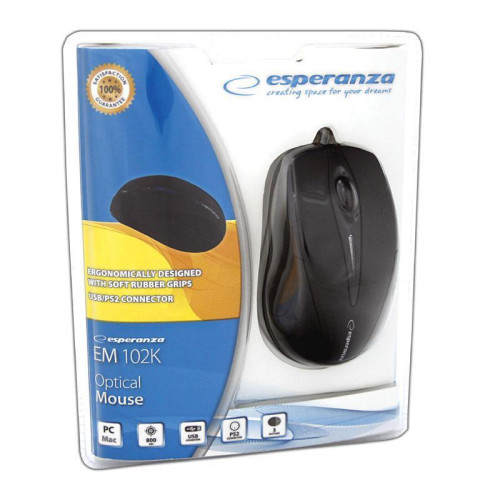 Mysz Esperanza EM102K (optyczna; 800 DPI; kolor czarny)-558824