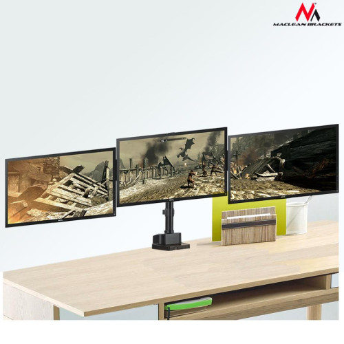 Uchwyt biurkowy do 3 monitorów Maclean MC-811 (biurkowy; 17