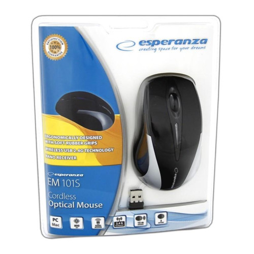 Bezprzewodowa Mysz optyczna EM101S USB, 2,4 GHz, NANO odbiornik-590071