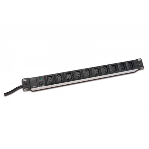 Listwa zasilająca PDU 19 cali RACK 10xC13, 2m 1xC14, 10A aluminiowa-591630