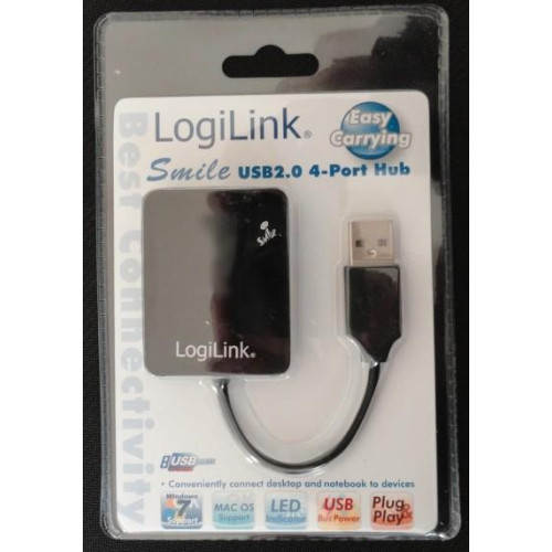 HUB USB 2.0 4-portowy 'Smile' - czarny UA0139-592091