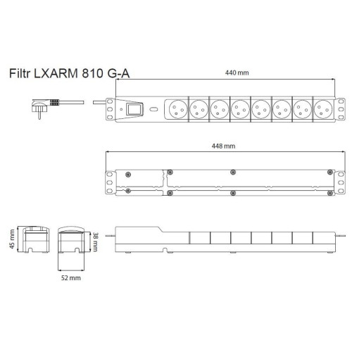 Listwa przeciwprzepięciowa LXARM 810, 3L, PDU, 3,0m, czarna-595104
