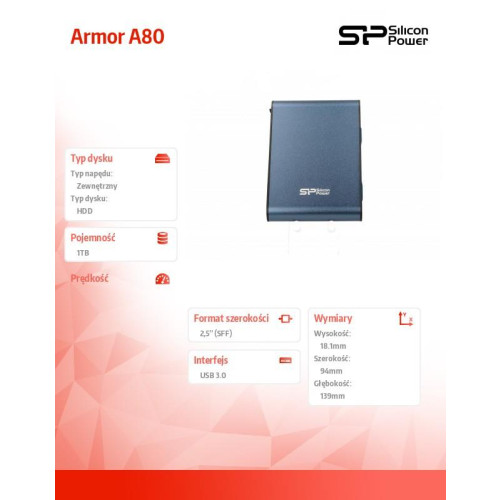 ARMOR A80 1TB USB3.0 PANCERNY / wibro/pyło/wstrząso i wodoodporny-596163