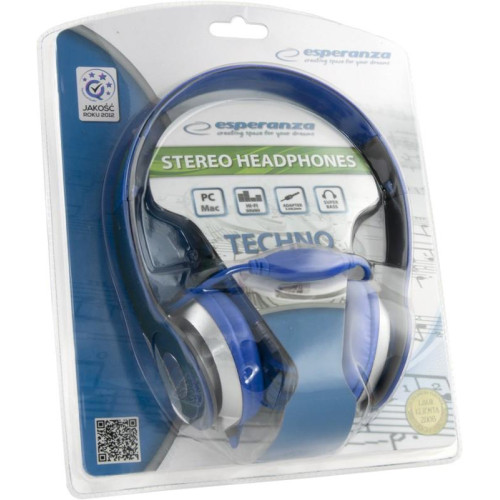 SŁUCHAWKI AUDIO STEREO TECHNO EH145B NIEBIESKIE-600411