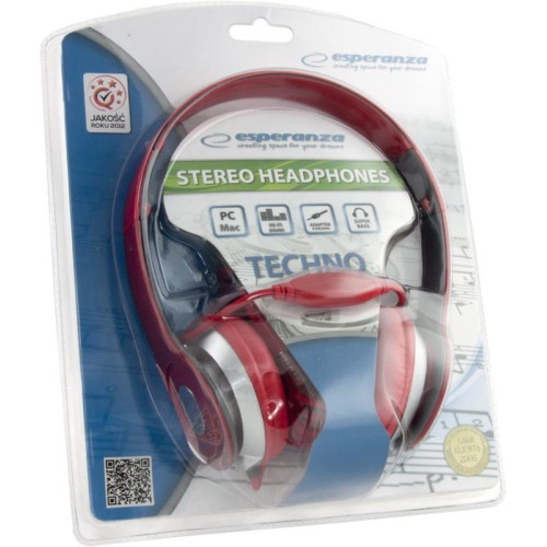 SŁUCHAWKI AUDIO STEREO TECHNO EH145R CZERWONE-600419
