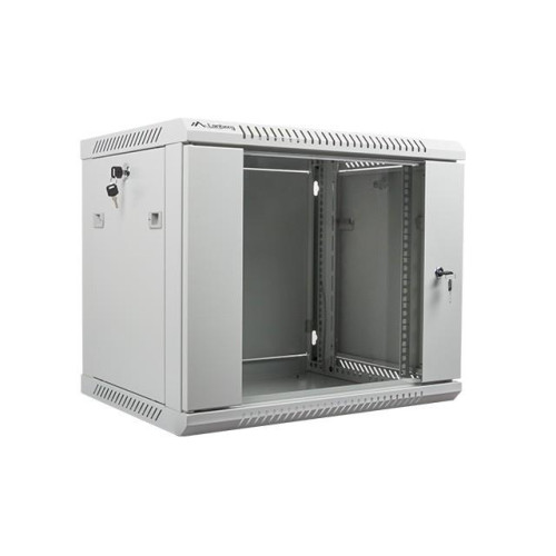 Szafa instalacyjna wisząca 19'' 9U 600X450mm szara (drzwi szklane)-614512