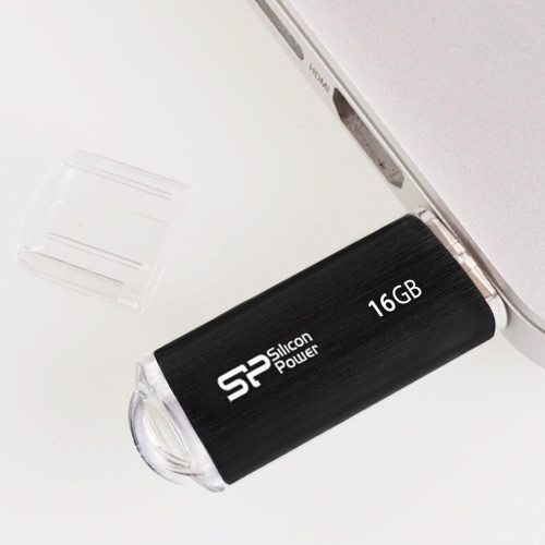 Pendrive Silicon Power Ultima II M01 16GB USB 2.0 kolor czarny ALU (SP016GBUF2M01V1K)-6146315