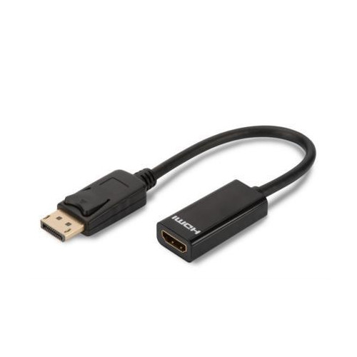 Kabel adapter Displayport z zatrzaskiem 1080p 60Hz FHD Typ DP/HDMI A M/Ż czarny 0,15m-618775
