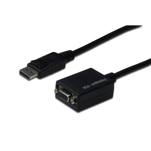 Kabel adapter Displayport z zatrzaskiem 1080p 60Hz FHD Typ DP/DSUB15 M/Ż czarny 0,15m-618781