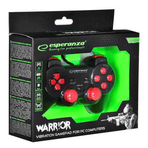 Gamepad Esperanza Warrior EGG102R (kolor czarny, kolor czerwony)-6252934