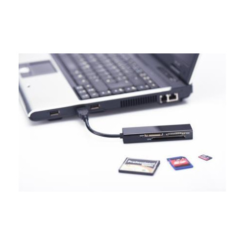 Czytnik kart 4-portowy USB 2.0 HighSpeed (Compact Flash, SD, Micro SD/SDHC, Memory Stick), czarny-645803
