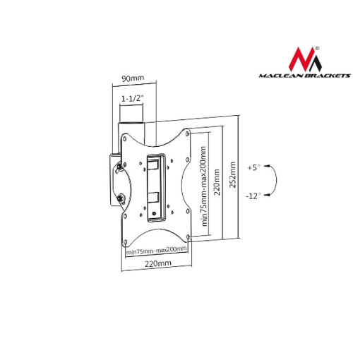 Uchwyt do telewizora sufitowy 23-42 cale MC-704 50kg Max VESA 200x200-646011