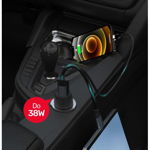 UNITEK ŁADOWARKA SAMOCHODOWA 38W, USB-A USB-C, QC3.0, P1400A-6465154