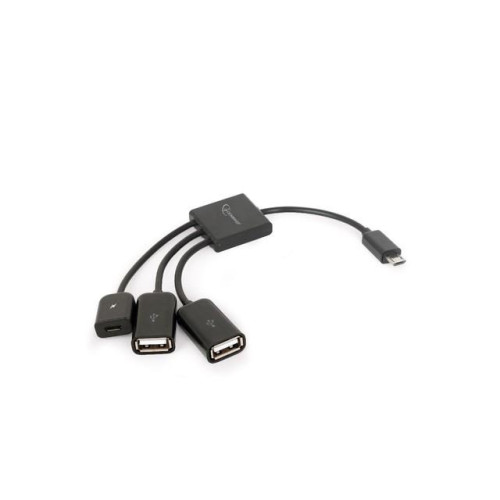 Kabel OTG USB Micro BM -> 2xUSB-AF+Micro BF 13cm -654317