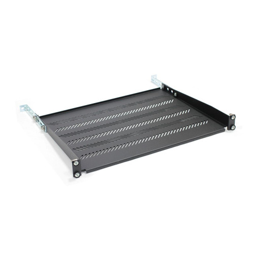 Półka do szaf 350mm 19" 483x350mm 1U czarna z regulacją i podporą -669522