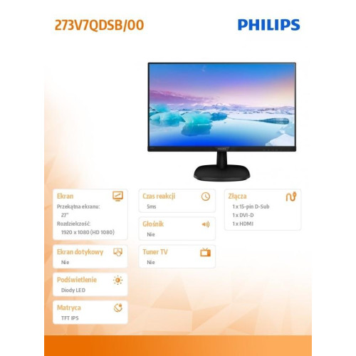 Monitor 27 273V7QDSB IPS DVI HDMI Czarny-671677