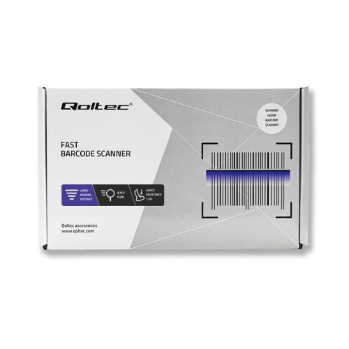QOLTEC CZYTNIK KODÓW KRESKOWYCH LASEROWY | 1D | USB | CZARNY-6741997