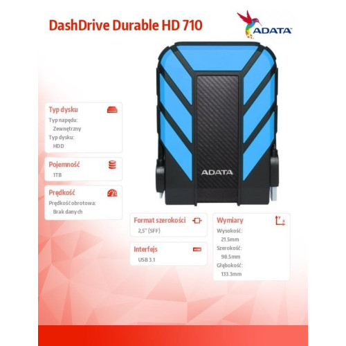 DashDrive Durable HD710 1TB 2.5'' USB3.1 Niebieski-677654