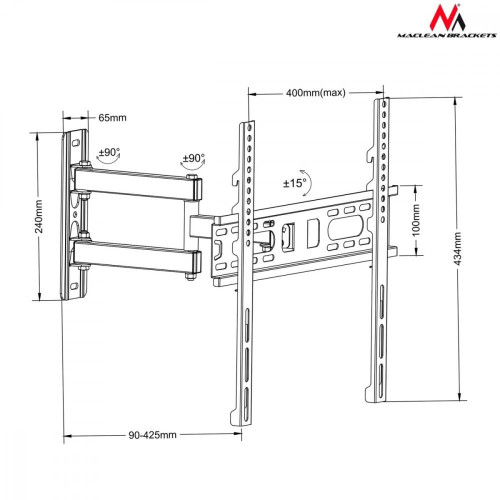 Uchwyt do TV MC-761 26-55 cali 35 kg czarny-680145