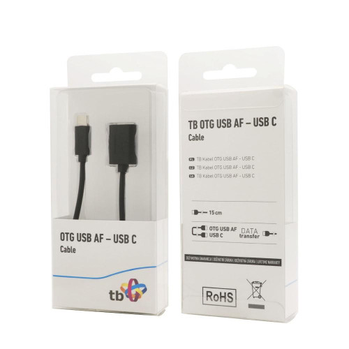 Kabel OTG USB AF - USB C 15cm czarny-681389