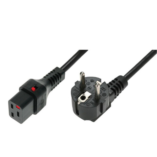 Kabel zasilający serwerowy 3x1,5mm2 Typ Schuko kątowy/IEC C19 prosty M/Ż 2m czarny-683041