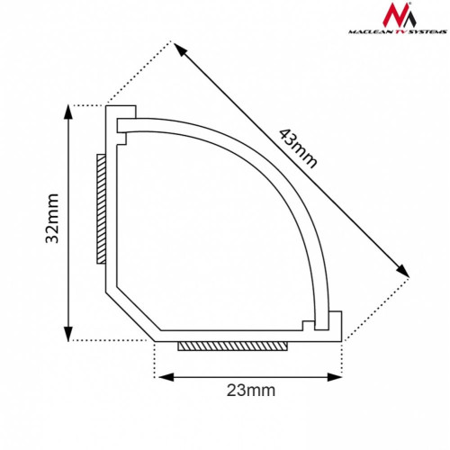 Listwa maskująca kanał kablowy 1.5m 43x23 mm Biała MCTV-575 z taśmą-687146