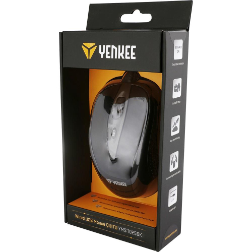Mysz przewodowa USB, 4 przyciski, YMS 1025BK, optyczna-696123