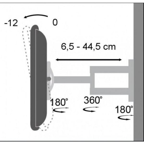 Uchwyt ścienny LCD/LED 19-37cali podwójne ramię, 25kg, czarny-696599