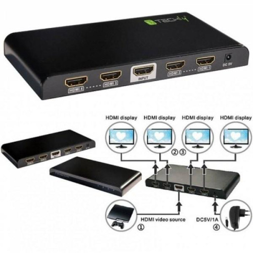 Rozdzielacz-splitter AV HDMI 2.0 1/4 Ultra HD 4Kx2K 3D-696785