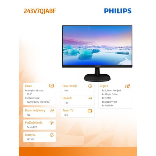 Monitor 23.8 243V7QJABF IPS HDMI DP Głośniki-698700