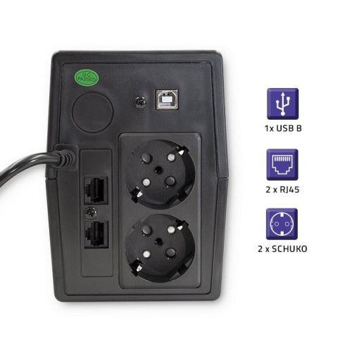 QOLTEC ZASILACZ AWARYJNY UPS 450VA | 240W | LCD | USB | RJ45-6996677