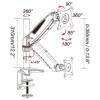 Ramię biurkowe z amortyzatorem gazowym monitor 15-27cali, 8kg, srebrno-czarne-703078