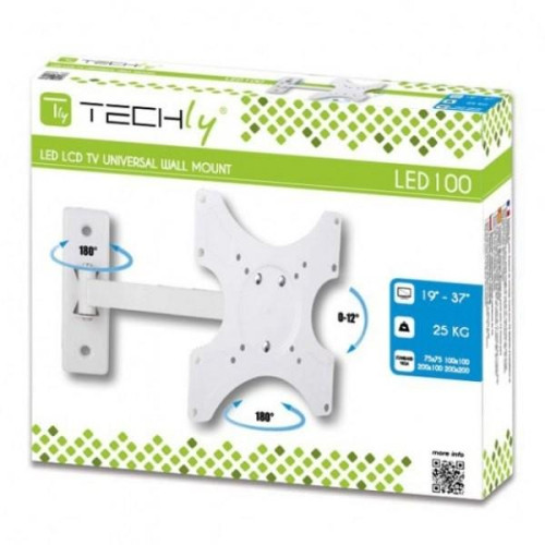Uchwyt ścienny LCD/LED 19-37cali 25kg regulowany, biały-703112