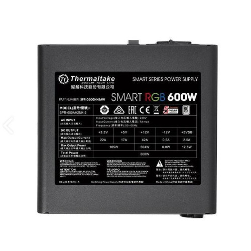 Smart 600W RGB (80+ 230V EU, 2xPEG, 120mm, Single Rail)-703239