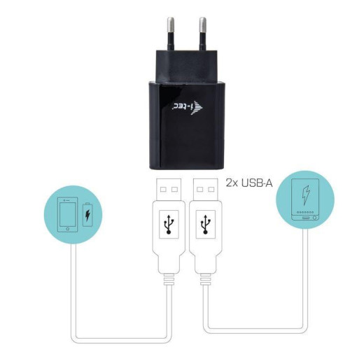 USB Power Charger 2 port 2.4A czarny 2x USB Port DC 5V/max 2.4A-716569