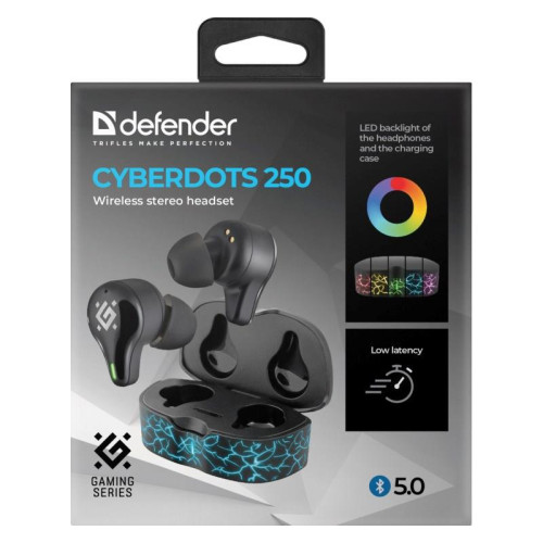 DEFENDER SŁUCHAWKI BLUETOOTH CYBERDOTS 250 GAMING CZARNE 63250-7212764