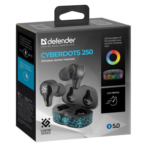 DEFENDER SŁUCHAWKI BLUETOOTH CYBERDOTS 250 GAMING CZARNE 63250-7212765