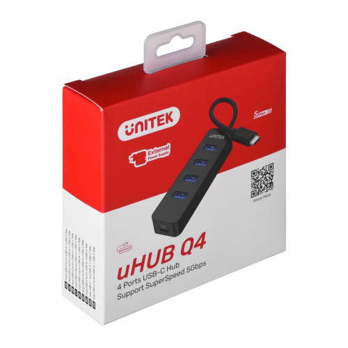 UNITEK HUB USB-C 4XUSB-A 3.1, AKTYWNY, 10 W, H1117B-7226056