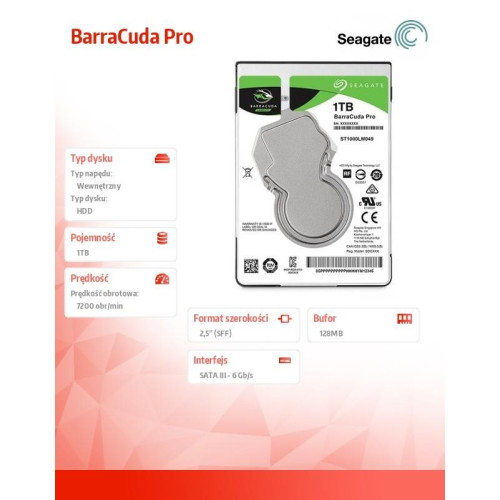 Dysk BarraCuda Pro 1TB 2,5 128MB ST1000LM049-722813