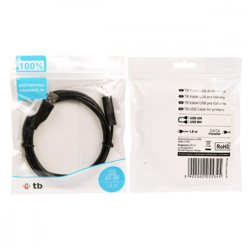 Kabel USB AM-BM 1.8 czarny -725051