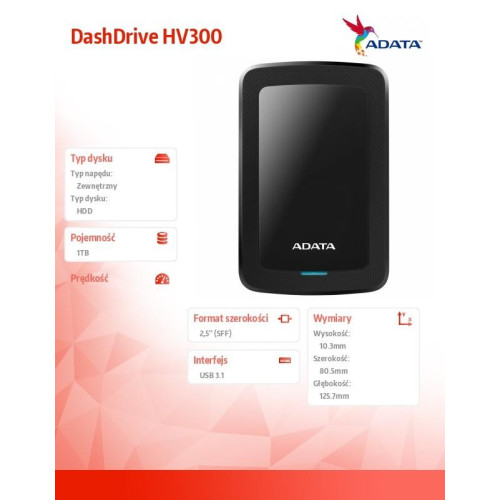 DashDrive HV300 1TB 2.5 USB3.1 Czarny-727225