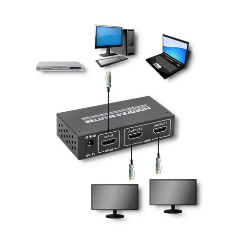QOLTEC SPLITTER AKTYWNY ROZDZIELACZ HDMI V. 2.0 | 1X2 | EDID+IR-7279114