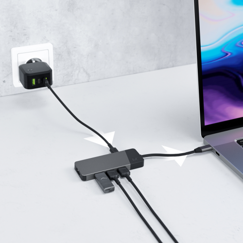 GREEN CELL HUB USB-C ADAPTER GC CONNECT 7W1 (3XUSB 3.1, HDMI 4K 60HZ, USB-C PD 85W, MICROSD/SD)-7364541