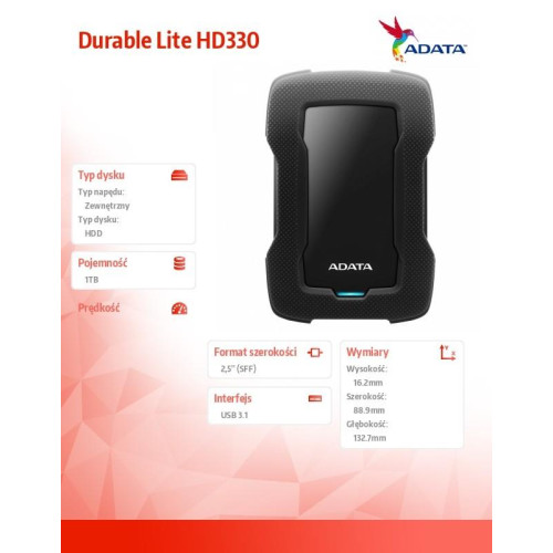 Durable Lite HD330 1TB 2.5'' USB3.1 Czarny-738089