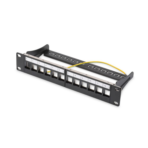 Patch panel 10, 12 port Keystone, pusty, Czarny-742435