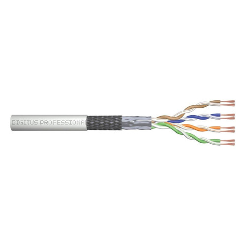 Kabel teleinformatyczny patchcordowy kat.5e, SF/UTP, linka, AWG 26/7, PVC, 100m, szary, karton-744218